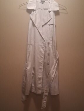 Ann Taylor Light Beige Button Up Belted Sleeveless Dress W 2 Pockets Size 4